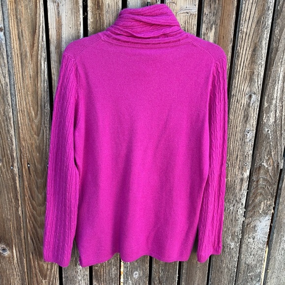 InCashmere Sweater Cowl Neck Pink XL Cable Knit - Picture 6 of 6